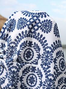 SHEIN 2 件套孕妇度假休闲全身印花背心和短裤套装，度假海滩装