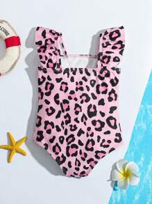 SHEIN Baby Girl Casual Leopard Print Swimsuit, Minimalist & Stylish For Daily Wear - Pink - View 2