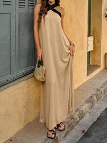 Selianne Váy dệt cổ ống đen trắng cho nữ - Màu Khaki - Xem 4