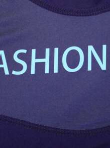 Manfinity Swimmode Men's Letter Printed Gradient One-Piece Swimsuit - Multicolor - View 5