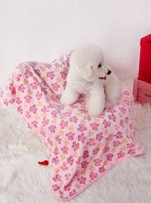 PETSIN 1pc Pink Paw Print Pattern Soft Warm Pet Blanket For Cats & Dogs - Multicolor - View 3