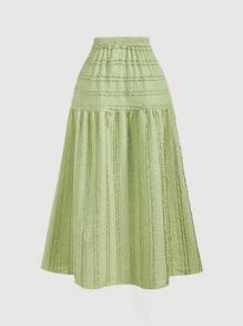 SHEIN MOD Ensemble 2 pièces pour femme, comprenant un débardeur vert élégant à volants et une jupe, tenue de vacances, tenue d'été pour femme, tenue de style occidental, tenue de campagne, ensemble deux pièces pour les vacances - Vert - Voir 7