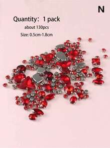 1 Pack Of 130pcs Mixed Shape Sewing Glass Rhinestones With Metal Claws, Suitable For Jewelry, Clothes, Garments, Shoes, Dresses, Apparels (Silver Base) - Multicolor - View 12