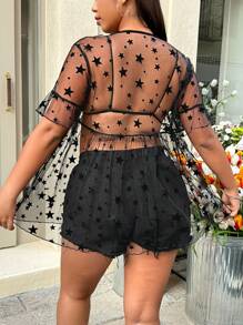 SHEIN EZwear Bluzka typu pullover z nadrukiem w gwiazdki w dużym rozmiarze