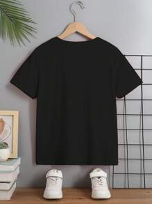 GraphicGems Young Boy Basic Short Sleeve T-Shirt, Plain Tee School Clothes Back To School Clothes Puppy Keep Puppy Graphic Tees - Black - View 3