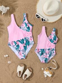 Girls' (Big Tween Girl) Cute, Sweet & Fresh Floral Print One-Piece Swimsuit