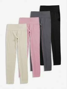 Leggings sportivi senza cuciture a vita alta con costine