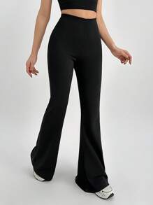 SHEIN Tall Women Plain Color High Waist Casual Flared Pants