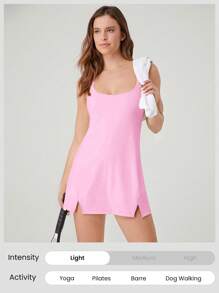 GLOWMODE FeatherFit™-Air Elevate A-Line Built-In Peekaboo Short Pocket Mini Slip Dress Low Impact Daily Summer Quick Dry Moisture Wicking - Bubblegum Pink - View 7