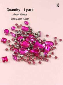 1 Pack Of 130pcs Mixed Shape Sewing Glass Rhinestones With Metal Claws, Suitable For Jewelry, Clothes, Garments, Shoes, Dresses, Apparels (Silver Base) - Multicolor - View 8