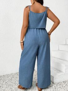 SHEIN Frenchy Plus Size Women Solid Color Casual Vacation Jumpsuit Romper