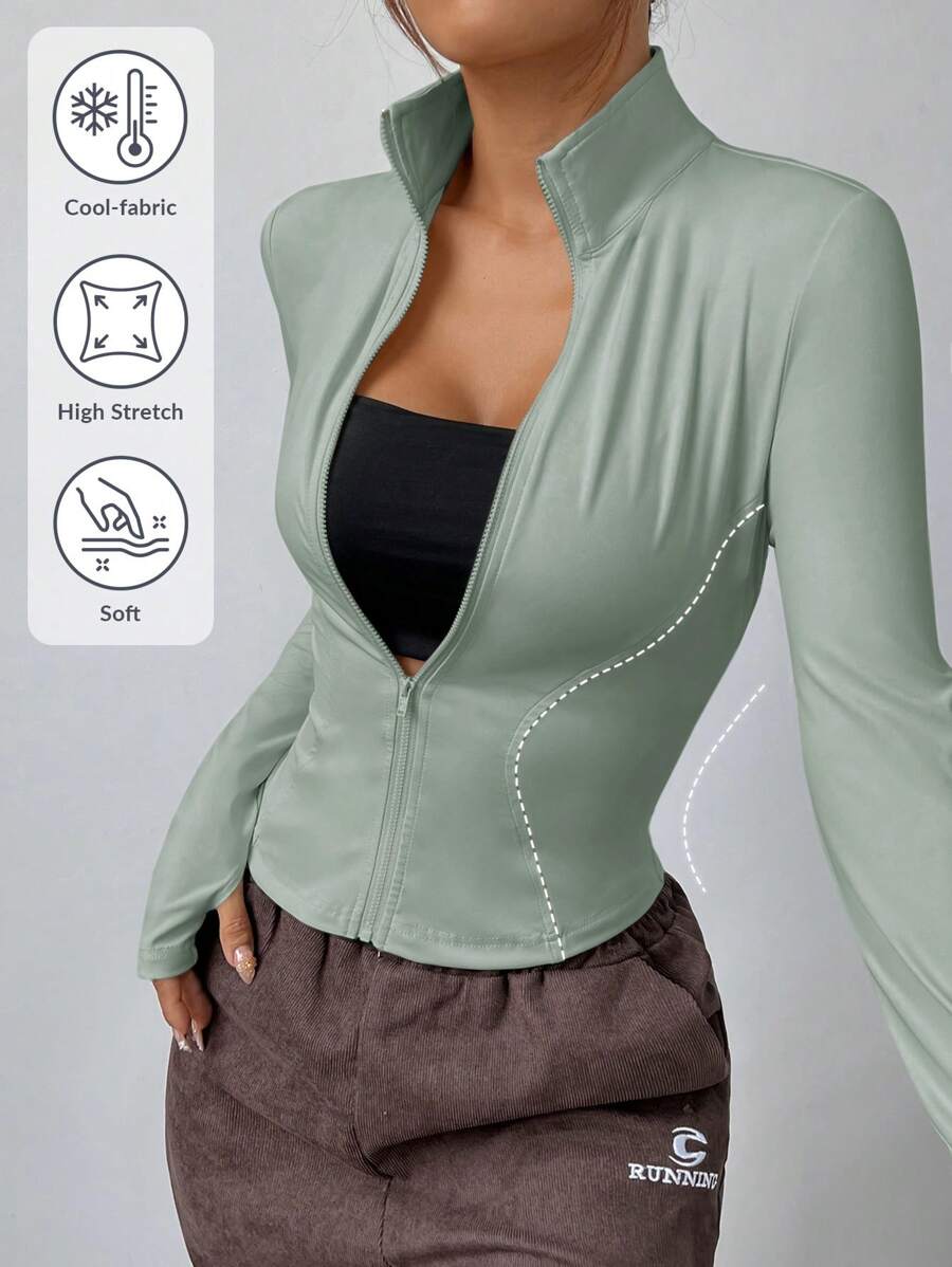 SHEIN EZwear Mint Green Women's Knit Lightweight Cardigan/Jacket For UV Protection In Fall/Winter - Mint Green - View 1
