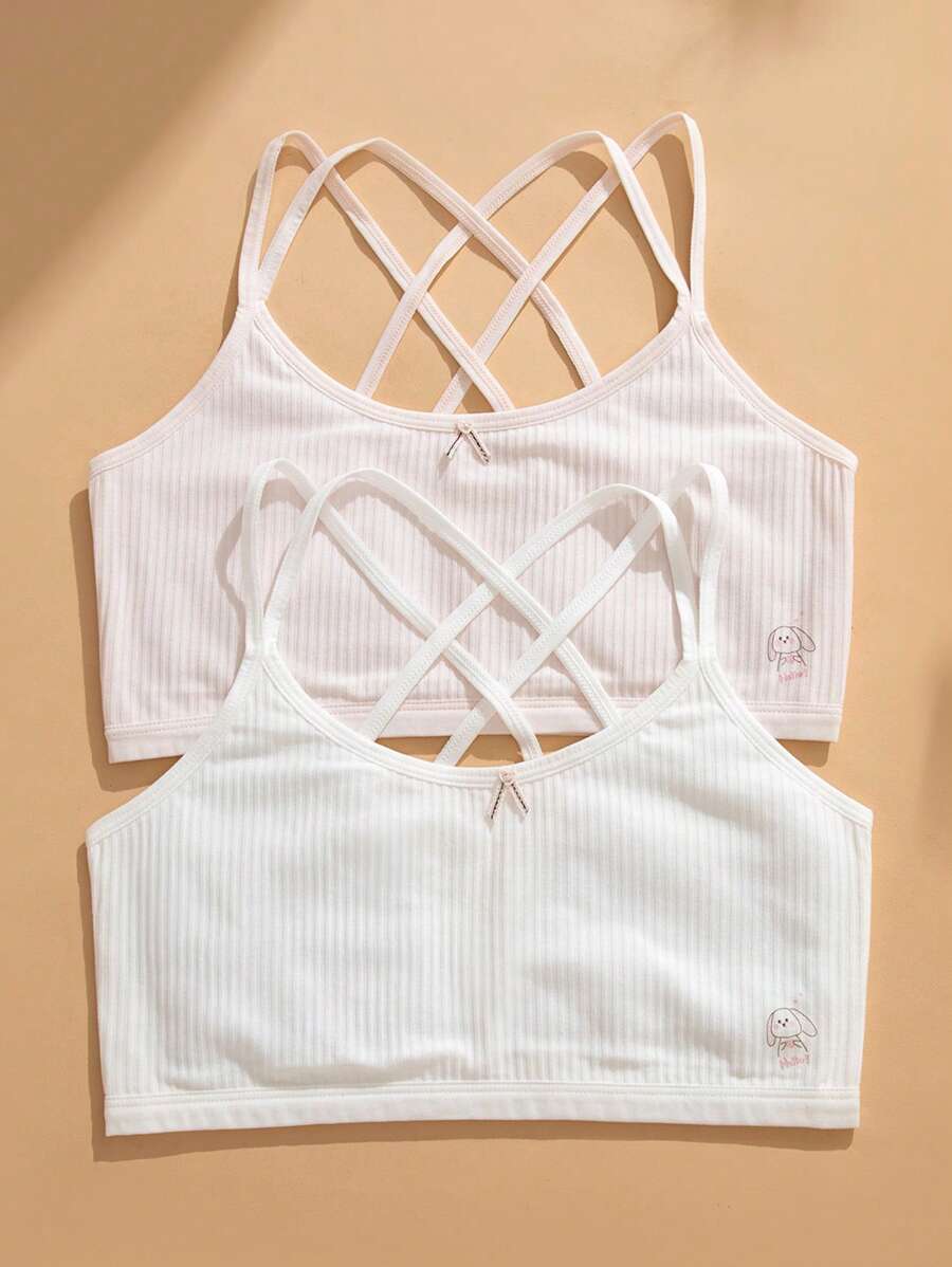 Youth Criss-Cross Straps Minimalist Camisole, Casual Everyday Wear ,2 Pcs - Multicolor - View 1