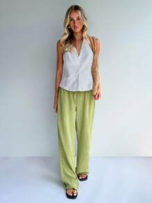 Forever 21 Damen ärmelloses Hemd mit Knöpfen, einfarbig, schlicht & modisch, lässiger Alltagsgebrauch