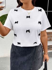 SHEIN Frenchy Plus Size Short Sleeve T-Shirt, Simple Fashion Casual For Daily Wear