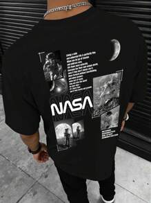 Manfinity Homme Men Loose Fit Short Sleeve T-Shirt, Casual And Fashionable For Everyday Wear