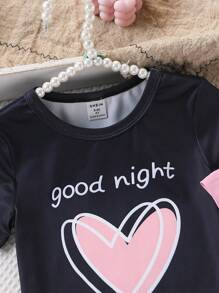 SHEIN 2pcs/Set Young Girl Snug Fit Long Sleeve Casual Homewear Set - Multicolor - View 4