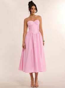 SHEIN BAE Vestido de tubo sexy de color rosa temprano de verano, vestido de corset de manga larga y tutú elegante y simple, vestido de mujer simple, vestido de San Valentín, vestido de fiesta, vestido de cita romántica, vestido de dama de honor, vestido de graduación, vestido de uso diario, vestido de cumpleaños, vestido de vacaciones, elegante, ropa de playa para mujer / vestido de invitada de boda, vestido de graduación / atuendo de graduación, atuendo de brunch para mujeres, atuendo de concierto para mujeres / atuendo de festival / atuendo de concierto de country / atuendo de Ibiza / atuendo de Nashville, vacaciones, vacaciones, modesto, ropa de mujer para vacaciones tropicales, gyaru, verano / atuendos de verano / ropa de verano, atuendos de primavera para mujeres, vestido de cita nocturna, vestido corto de dama de honor, elegante vestido negro, primavera/verano, vestido de sol - Rosa - Ver 6