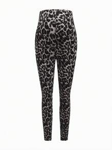 Modmama Set de leggings de maternidad ajustables de punto con estampado negro y de leopardo