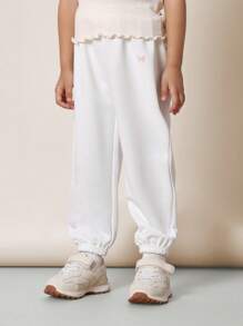 SUMWON Girls Butterfly Embroidered Jogger Sweatpants With Elastic Cuffs, Cozy Fleece Athletic Pants For School Sports Play (3 Color Options) - Multicolor - View 8