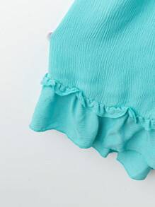 Flirla Váy suông dáng rộng cạp cao, boho, hippie, cowgirl, phong cách cổ điển mùa hè, viền bèo nhún ngọt ngào, dây mảnh, ôm sát, đa năng - Màu xanh bạc hà - Xem 5