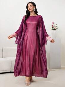 Modelyn Vestito a trapezio lungo e ampio da donna, elegante, a maniche lunghe