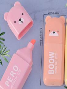 4/5/6 szt. Kawaii Bear Highlighter Pens Cute Stationery Markers Oblique Tip Candy Color Fluorescencyjny Pastel Pen School Supplies Powrót do szkoły