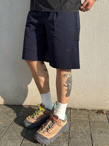 Quần short Cargo thường ngày màu xanh navy trơn cho nam, mùa hè - Màu xanh hải quân - Xem 4