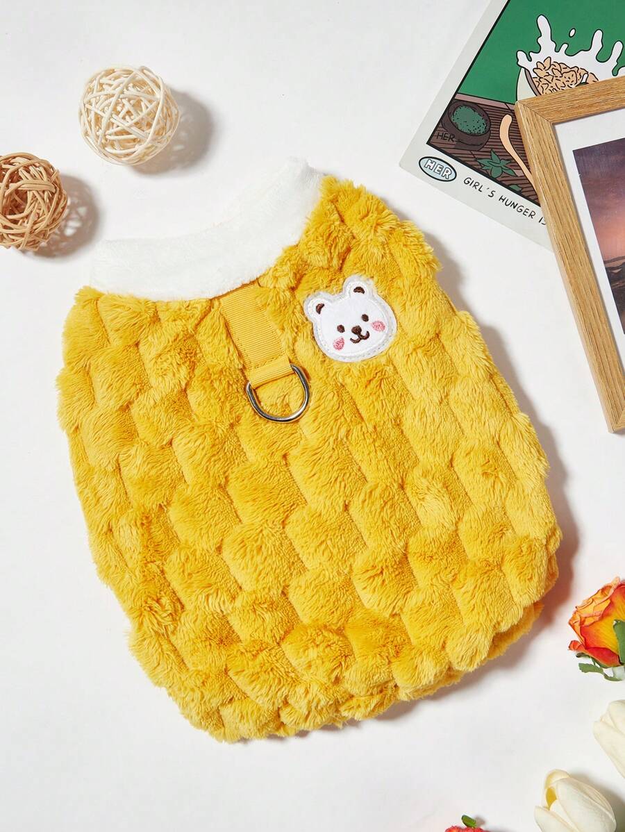 PETSIN 1 pieza Chaleco casual para mascotas de color amarillo lindo, esponjoso, cálido y grueso, adecuado para gatos y perros, otoño/invierno - Multicolor - Ver 1