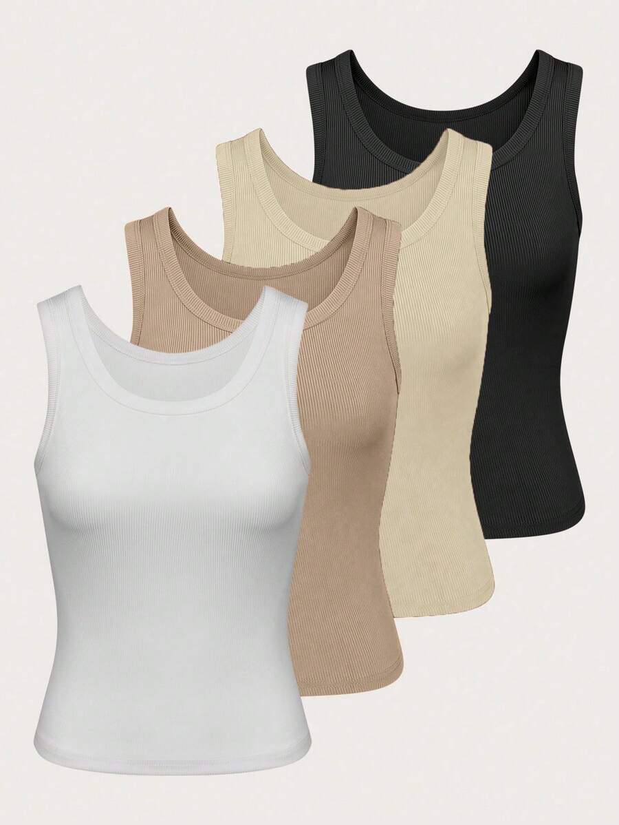 SHEIN Unity Women's Casual Versatile Solid Color Basic Tank Top - Multicolor - View 1