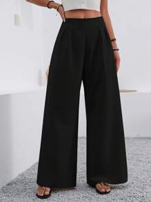 EMERY ROSE Pantalones anchos elegantes de unicolor, sueltos y con bolsillo