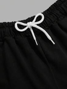 SHEIN Cottnline Men Cottonline Smile Printed Regular T-Shirt Set - Black - View 5