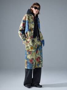 NEON BLANC Men's Street Style Embroidered Blue Long Sleeve Woven Shirt - Blue - View 6