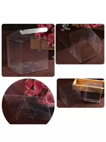 SHEIN 50pcs/Set Clear Gift Box, Modern Clear PVC Gift Box For Gift, Party Valentine DAY, Valentines Wedding, Birthday Party Bags Gift Bags - Clear - View 4