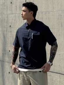 DAZY Men's Solid Navy Outdoor Polo Shirt, Summer - Navy Blue - View 6