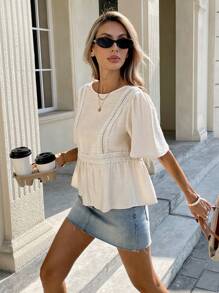 Serisse Women's Solid Color Casual Blouse, Minimalist For Daily Wear Summer - Apricot - View 7