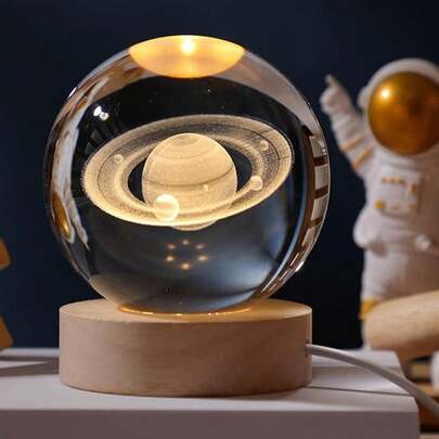 1 quả cầu pha lê trang trí hình hành tinh sao Thổ, quả cầu pha lê sao Thổ 3D nhân tạo hiện đại 60mm hình quả cầu trang trí cho thiên văn học trang trí nhà cửa, quà tặng sinh nhật