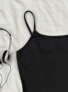 SHEIN Nastolatki Dziewczęcy Prosty Dzianinowy Top Na Ramiączkach I Wielowarstwowa Kraciasta Spódnica Tortowa Casual 2 Częściowy Zestaw