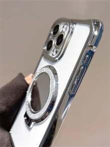 1 件奢华手机壳，内置化妆镜支架和可拆卸挂绳，适用于 iPhone 11/12/13/14/15/16 Pro Max，时尚手机配件