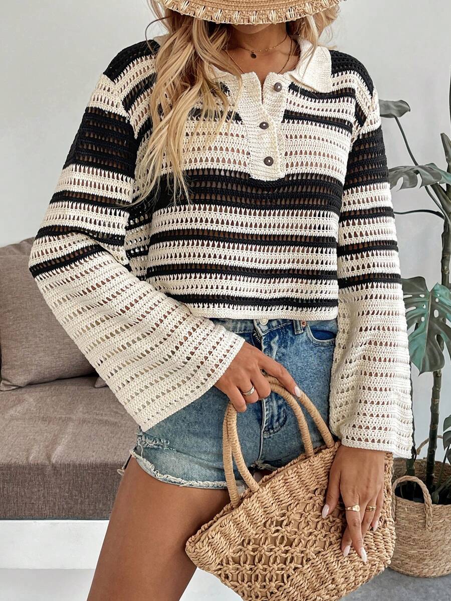 Breezaya Women's Casual Minimalist French Style Long Sleeve Sweater Knit Pullover Fall Winter Sweater - Apricot - View 1