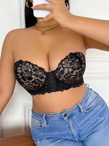 1 Stück Große Größen Spitze Unterbügellingerie-BH mit Frontverschluss