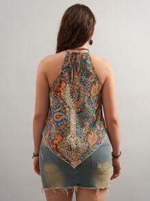 Freevana Plus Size Women's Western Country Floral Pattern Camisole Top, Summer For Women, Graphic Women, Concert Women, Rave Festival, Country, Western Wear Women