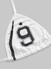 ROMWE Street Life 青少年女孩运动数字印花无钢圈系带文胸套装