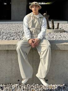 DAZY Men's Outdoor Street-Style Utility Top Set, Grey, Spring/Summer - Grey - View 6