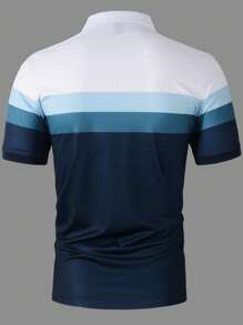 Manfinity Homme Men's Solid Color Button Front Short Sleeve Casual T-Shirt Polo Men Shirt - Multicolor - View 2