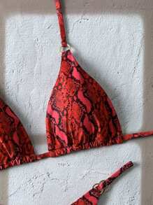 SHEIN Swim Springbreak Women Beachwear Summer Outfits For Women2025 Vacation Beach Leopard Print Bikini Set Leopard Bikinibikini Sets - Red - View 4