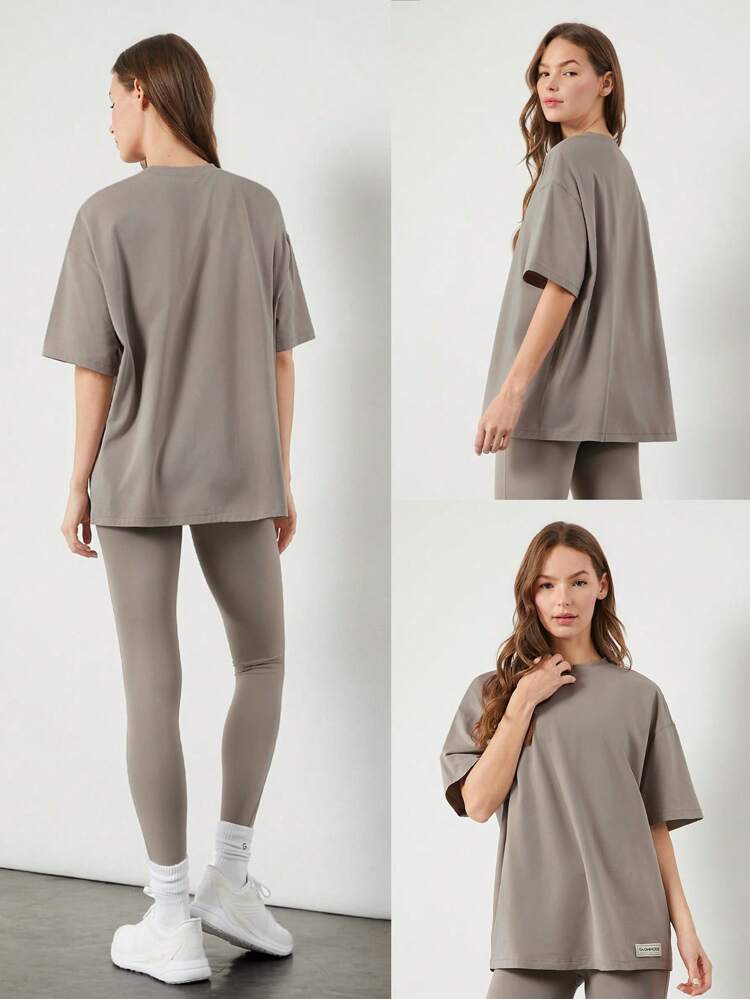 ピマコットン ユニセックス 半袖 ラウンドネック オーバーサイズ Tシャツ デイリーカジュアル