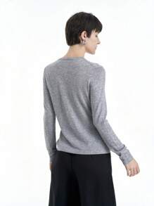 Aalyst Damen einfacher Rundhals Langarm Pullover, Lässig für den täglichen Gebrauch, Strick Pullover für Herbst und Winter