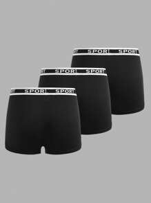 3pcs/Pack Teen Boy/Teen Boys Casual Elastic Waist Clown Face Print Boxer Briefs - Black - View 2