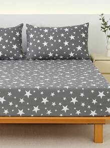 2/3 pièces Ensemble de draps-housses souples - L'ensemble de draps-housses comprend 1/2 taies d'oreiller et 1 protège-matelas (30 cm/12 pouces de profondeur) - Housse de matelas ou surmatelas moderne, convient à tous les formats de lit, y compris simple, double, queen et king. - Gris - Voir 7